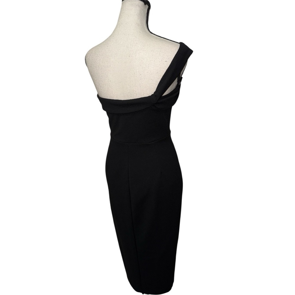 Lulus Black Twist and Make Up Black One-Shoulder Bodycon Midi Dress NWT‎ Size S - Picture 9 of 11